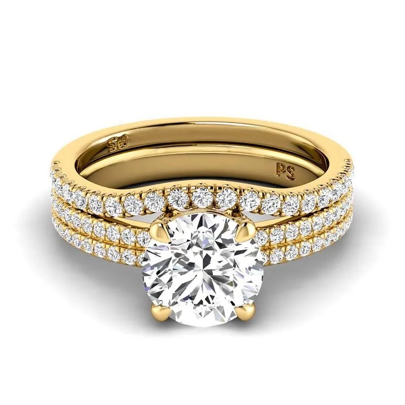 0.90-3.40 CT Round Cut Lab Grown Diamonds - Bridal Set