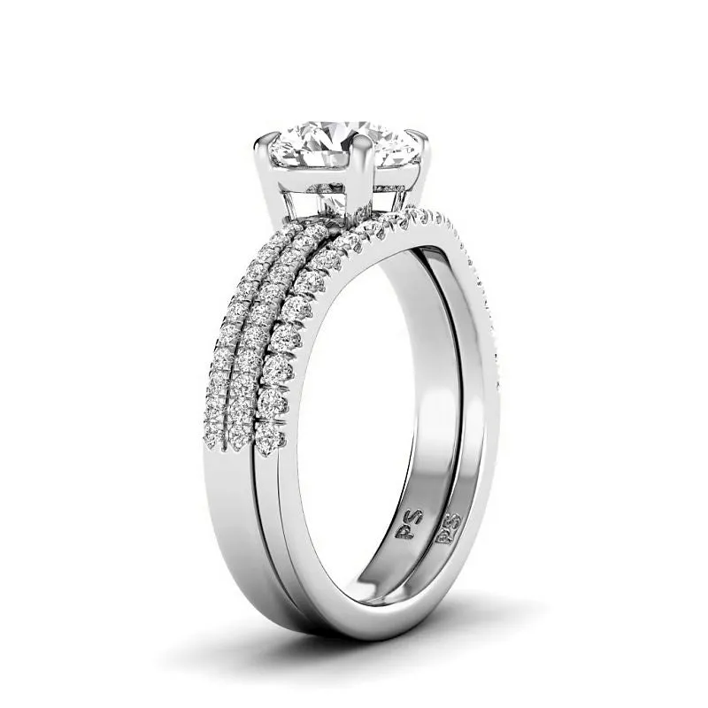 0.90-3.40 CT Round Cut Lab Grown Diamonds - Bridal Set