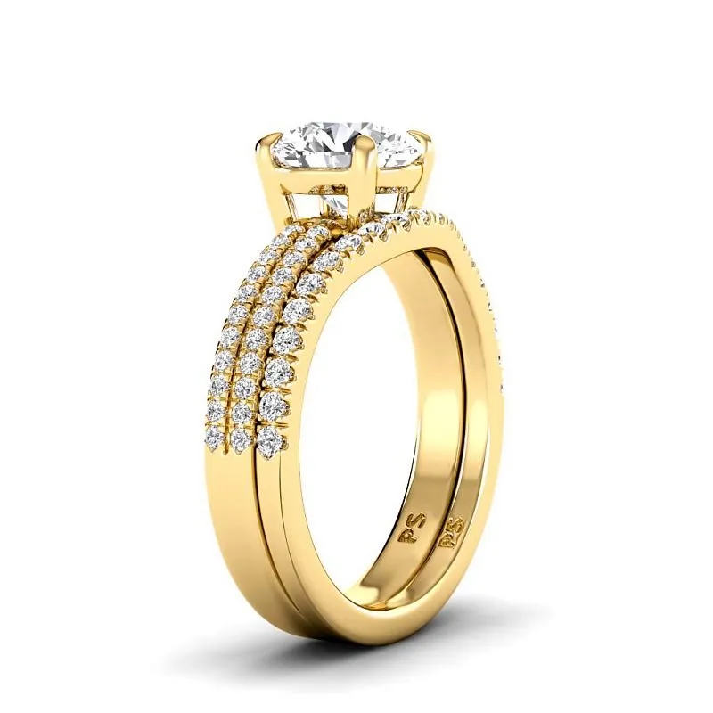 0.90-3.40 CT Round Cut Lab Grown Diamonds - Bridal Set