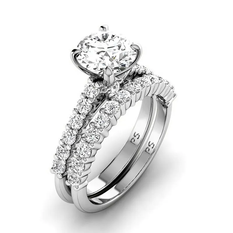 1.35-3.85 CT Round Cut Lab Grown Diamonds - Bridal Set
