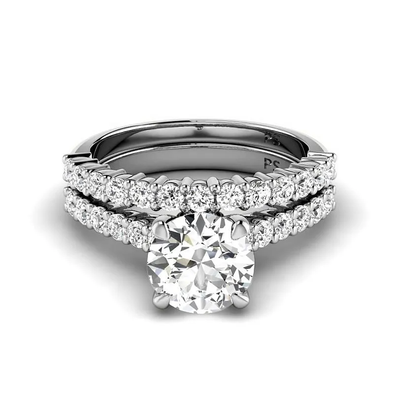 1.35-3.85 CT Round Cut Lab Grown Diamonds - Bridal Set