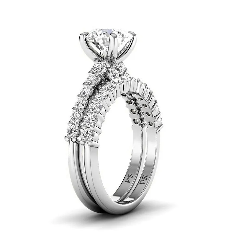 1.35-3.85 CT Round Cut Lab Grown Diamonds - Bridal Set