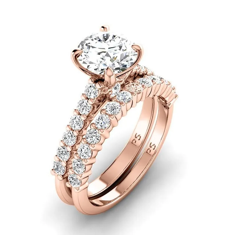 1.35-3.85 CT Round Cut Lab Grown Diamonds - Bridal Set