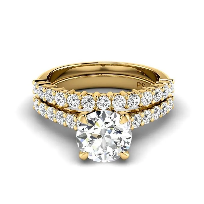 1.35-3.85 CT Round Cut Lab Grown Diamonds - Bridal Set