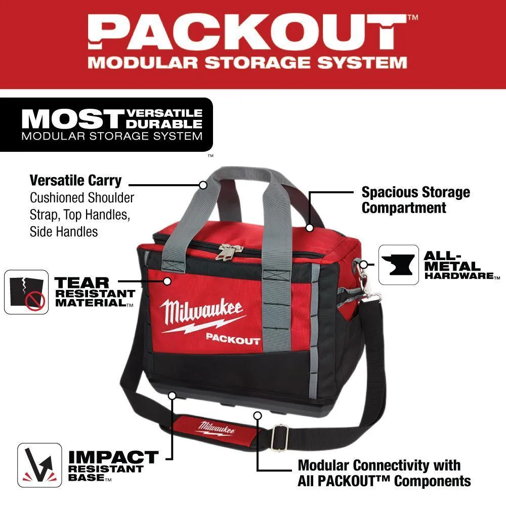 15 in. PACKOUT Tool Bag with Red Zipper Tool Bag