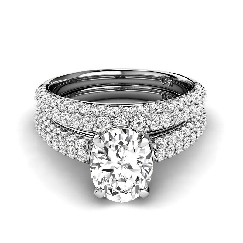 1.70-4.20 CT Round and Oval Cut Lab Grown Diamonds - Bridal Set