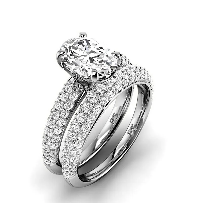 1.70-4.20 CT Round and Oval Cut Lab Grown Diamonds - Bridal Set