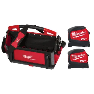 20 in. PACKOUT Tote with 25 ft. x 1.2 in. Compact Wide Blade Tape Measure (2-Pack)