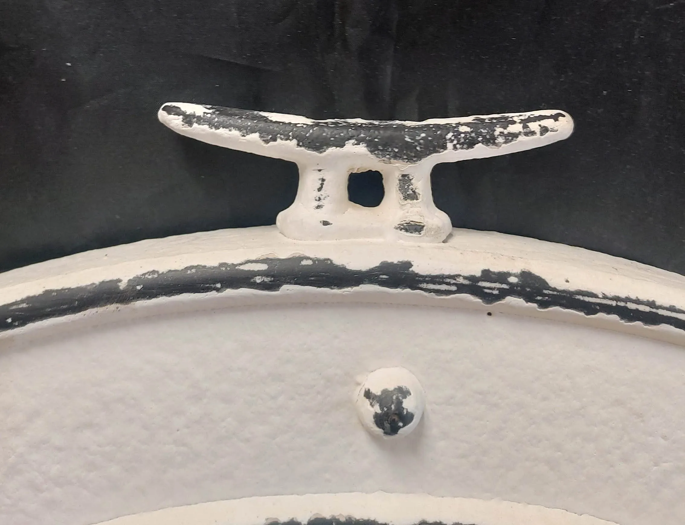 28" Distressed Wooden Porthole Mirror with Cleat Nautical Decoration - Antique Rustic Porthole