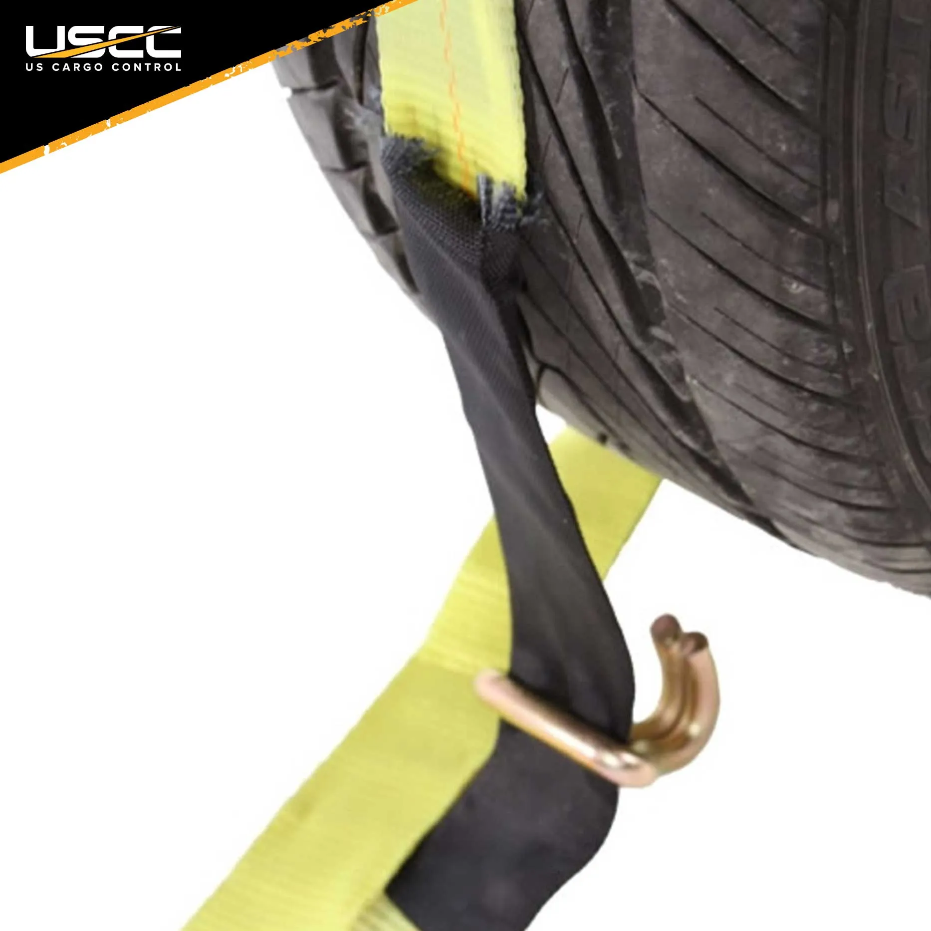 2" x 11' Car Carrier Ratchet Strap w/ Wire Hooks  & 3 Rubber Cleats - 4 Pack
