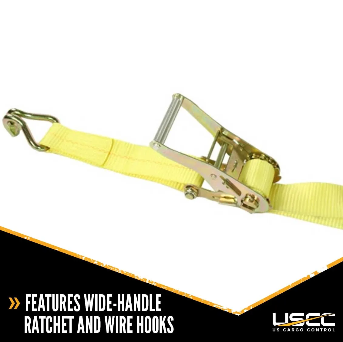2" x 11' Car Carrier Ratchet Strap w/ Wire Hooks  & 3 Rubber Cleats - 4 Pack