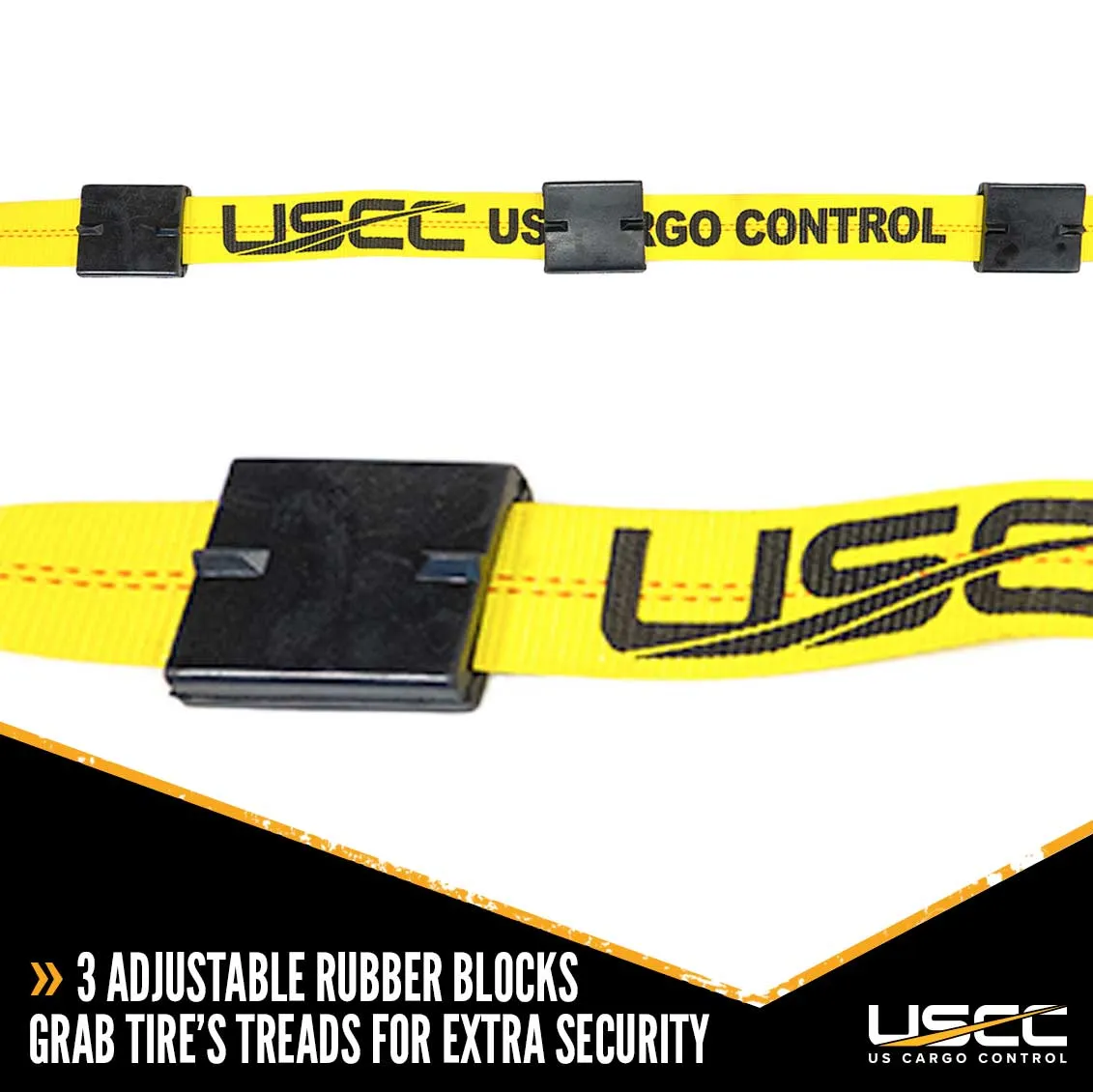 2" x 14' OEM Replacement Wheel Strap with 2 Swivel J Hooks and 3 Adjustable Rubber Cleats