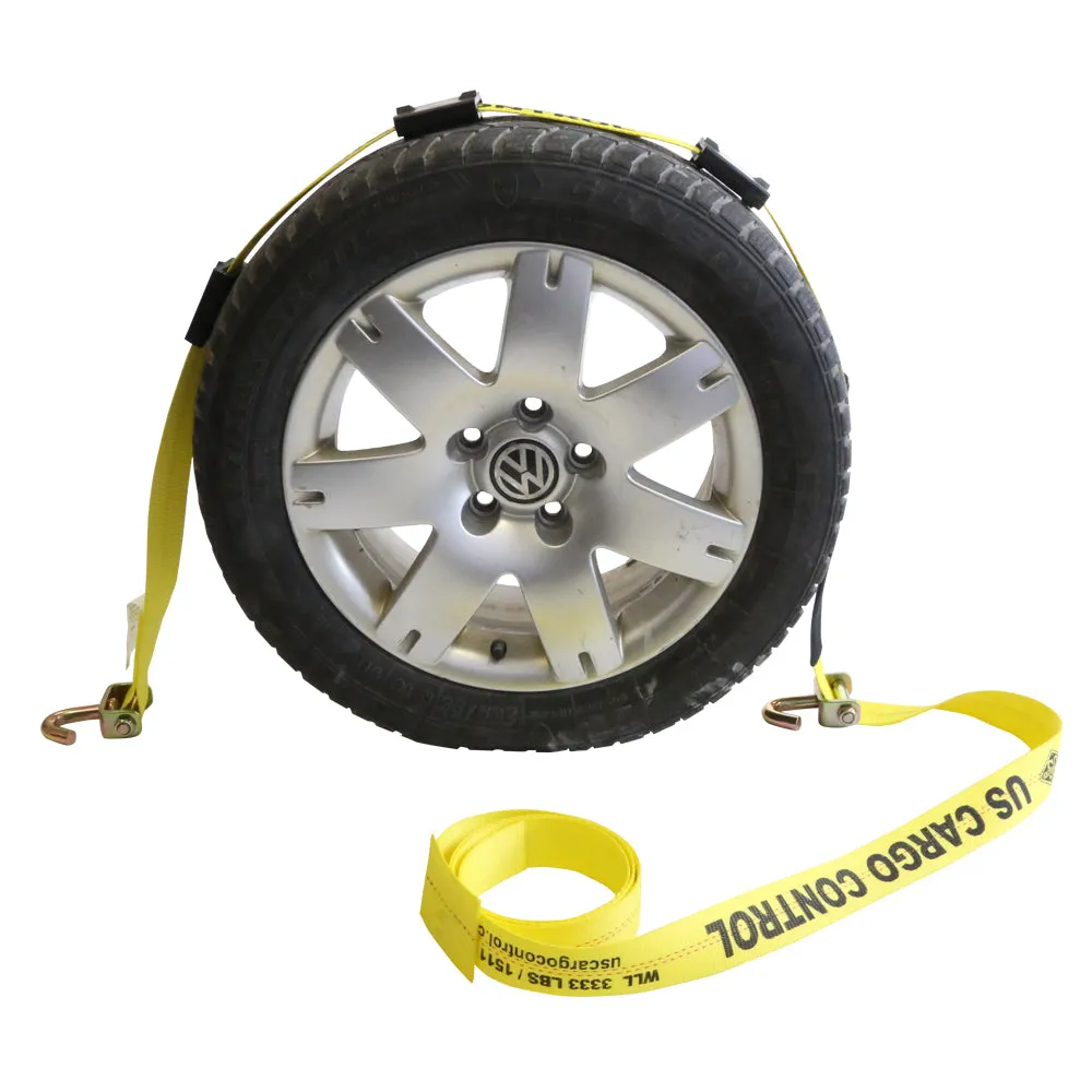 2" x 14' OEM Replacement Wheel Strap with 2 Swivel J Hooks and 3 Adjustable Rubber Cleats