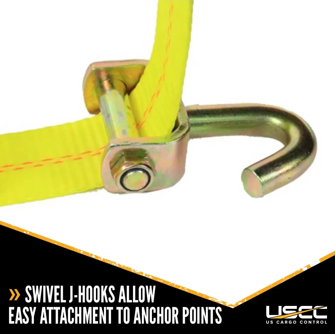 2" x 14' OEM Replacement Wheel Strap with 2 Swivel J Hooks and 3 Adjustable Rubber Cleats