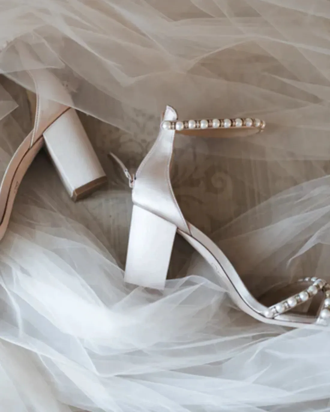 Alexene, Nude Pearl Bridal Block Heel