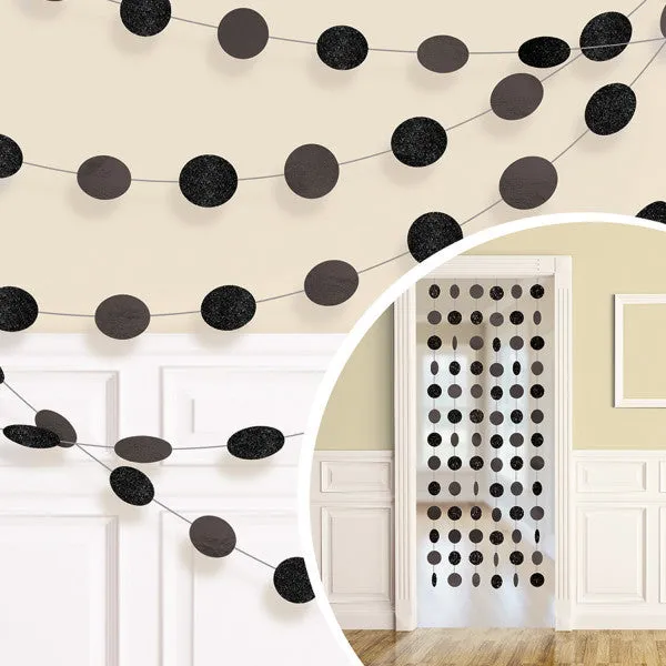 Black Glitter String Decorations | 6 ct