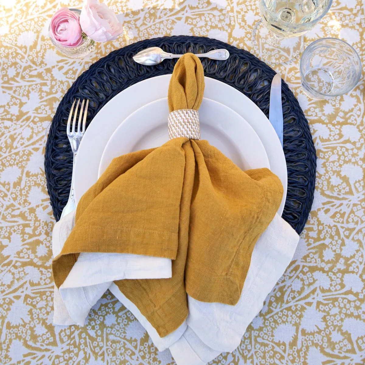 Circolo Abaca Navy 15" Round Placemats - Set of 4