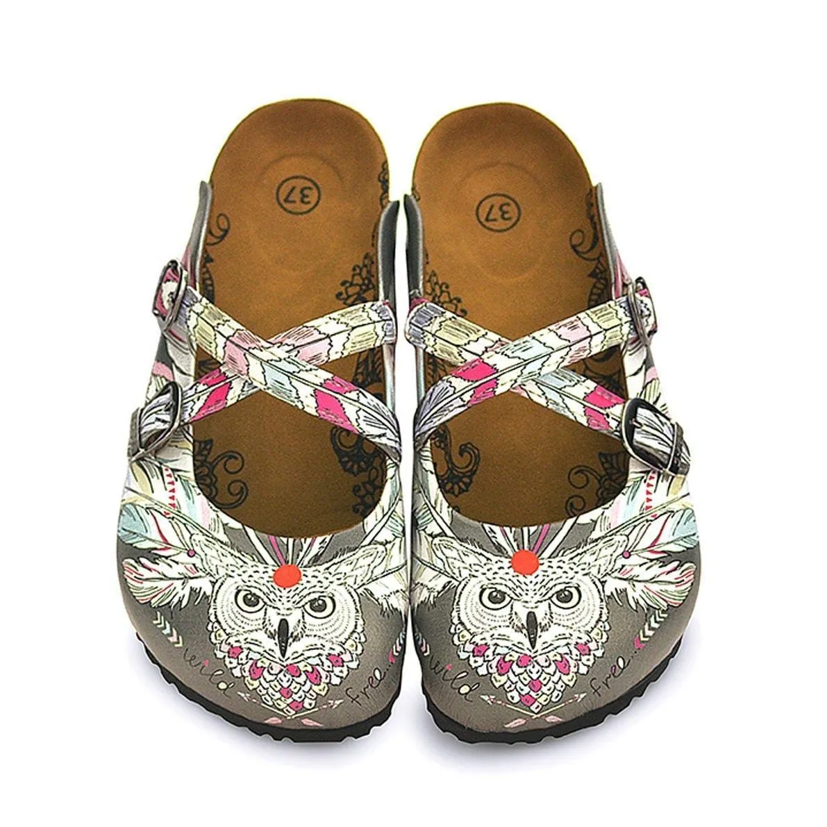 Gray Wild Free Owl Cross-Strap Clogs WCAL133