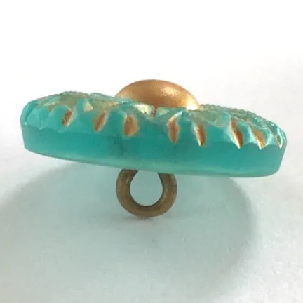 Green   Gold Dahlia Czech Glass 18mm / 3/4"  # CZ 246-1