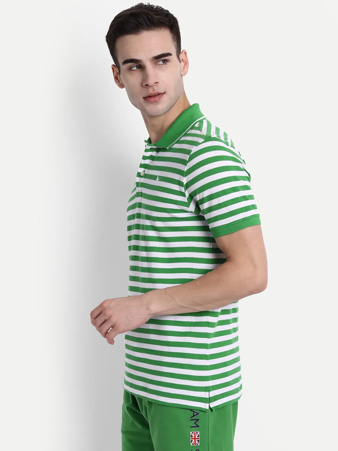Green Polo Half Sleeve Cotton-Rich T-Shirt