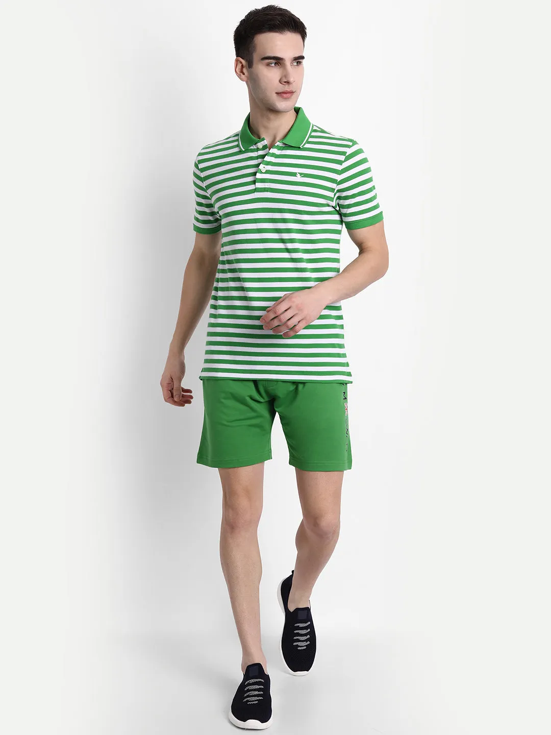 Green Polo Half Sleeve Cotton-Rich T-Shirt