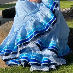Hoja de Maiz Doble Vuelo Folklórico Practice Skirt – Cielo