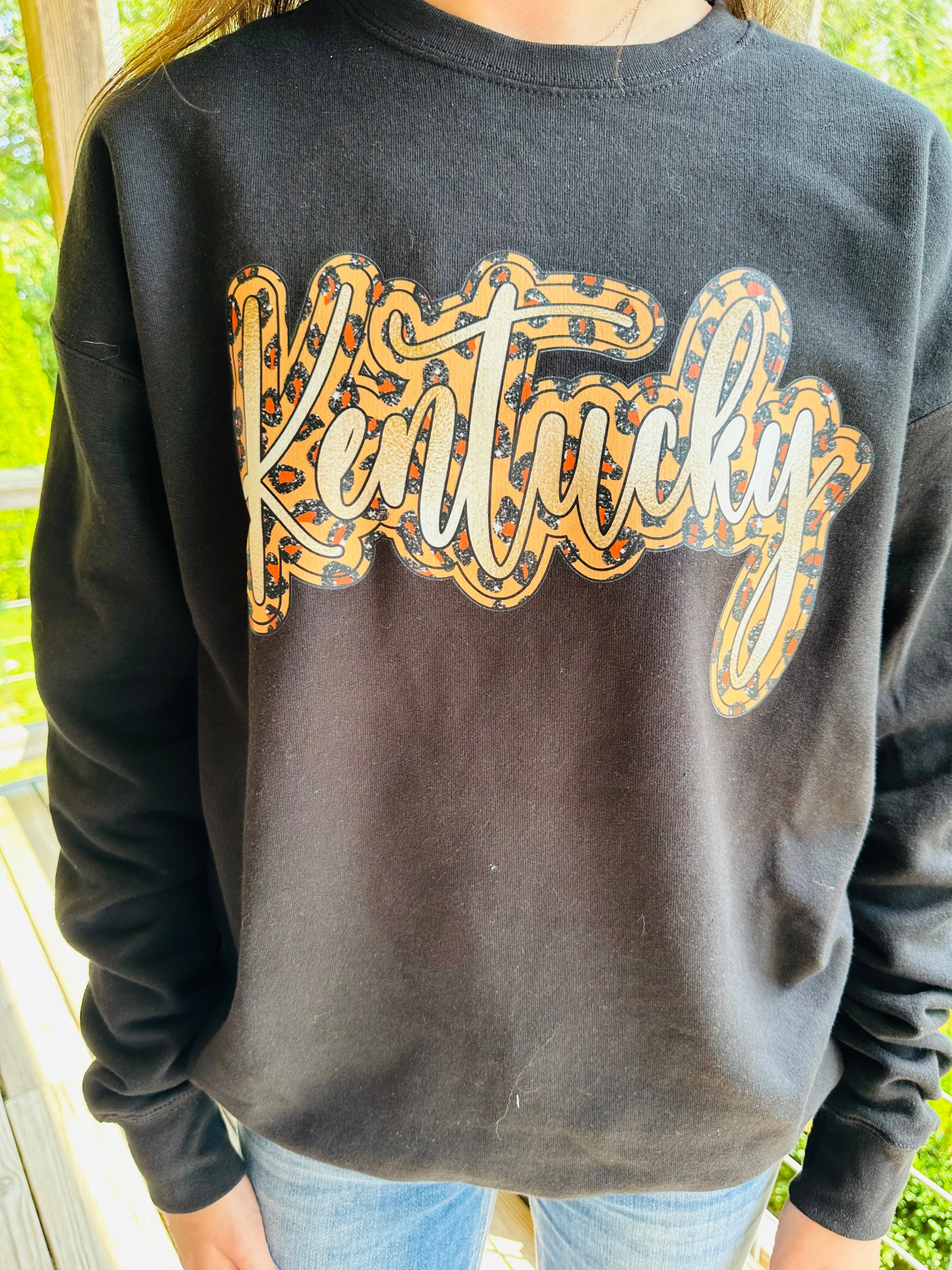 Leopard Kentucky on Black Sweatshirt Final Sale
