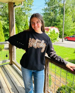 Leopard Kentucky on Black Sweatshirt Final Sale