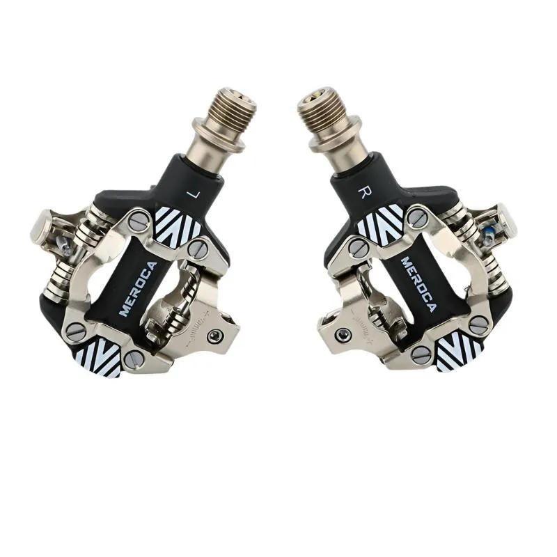 MEROCA Mtb Pedals Mountain Bike Automatic Pedal Clip Aluminum Alloy Bicycle Peddle SPD Cleats Anti-slip Nail Pedal Self-locking