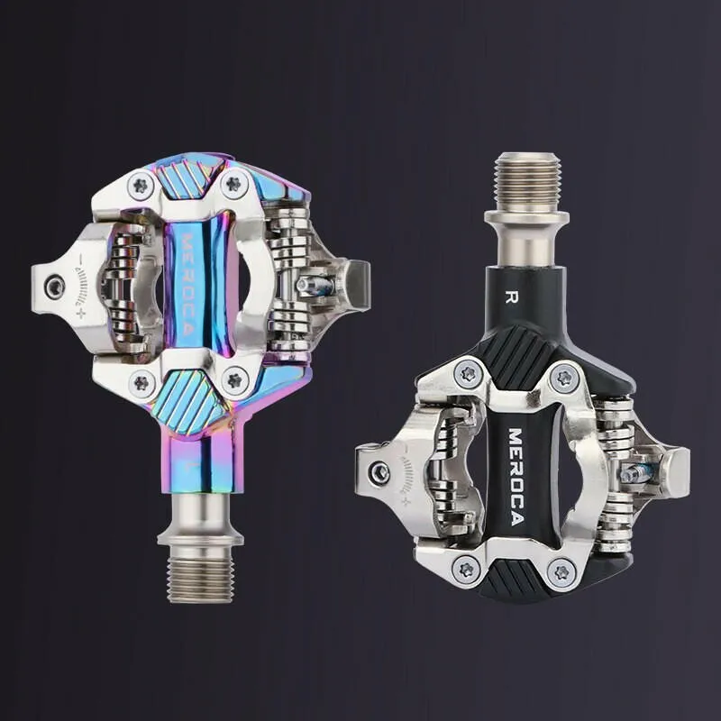 MEROCA Mtb Pedals Mountain Bike Automatic Pedal Clip Aluminum Alloy Bicycle Peddle SPD Cleats Anti-slip Nail Pedal Self-locking
