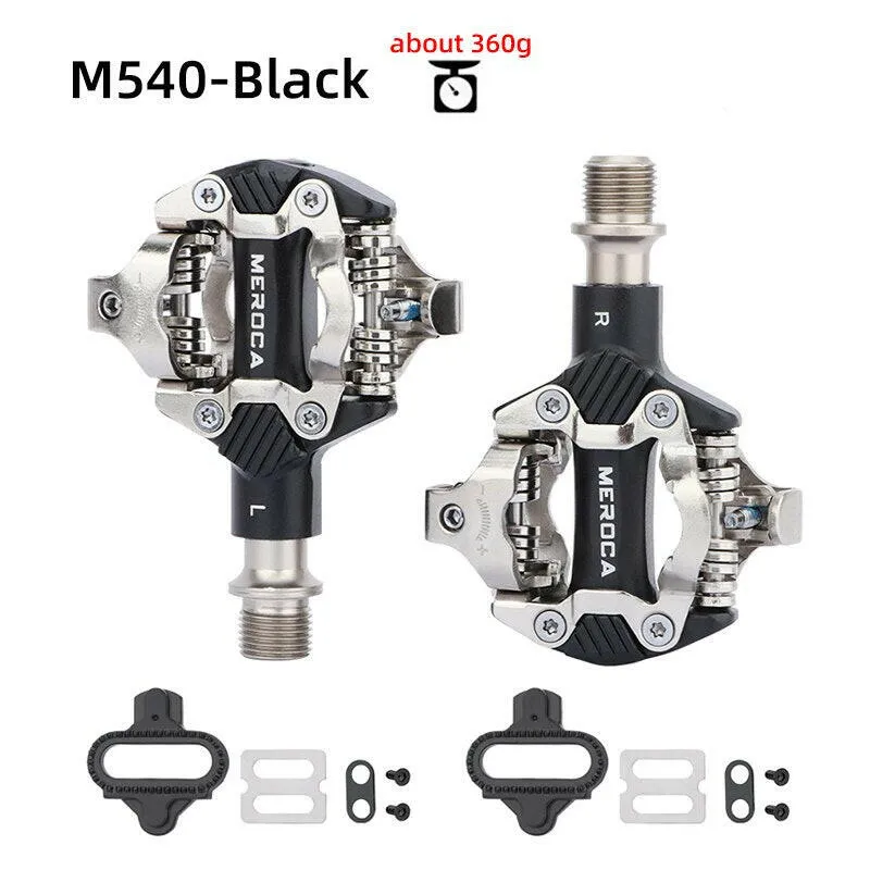 MEROCA Mtb Pedals Mountain Bike Automatic Pedal Clip Aluminum Alloy Bicycle Peddle SPD Cleats Anti-slip Nail Pedal Self-locking