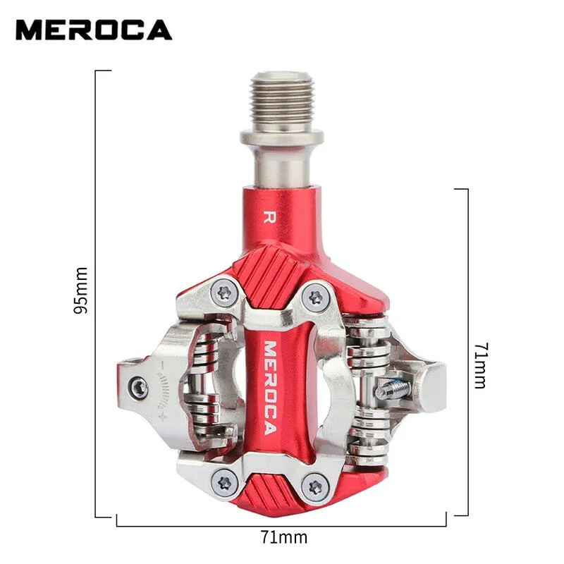 MEROCA Mtb Pedals Mountain Bike Automatic Pedal Clip Aluminum Alloy Bicycle Peddle SPD Cleats Anti-slip Nail Pedal Self-locking