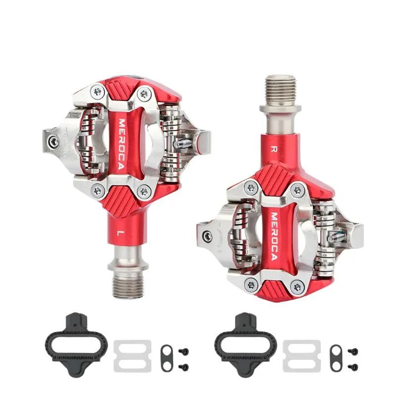 MEROCA Mtb Pedals Mountain Bike Automatic Pedal Clip Aluminum Alloy Bicycle Peddle SPD Cleats Anti-slip Nail Pedal Self-locking