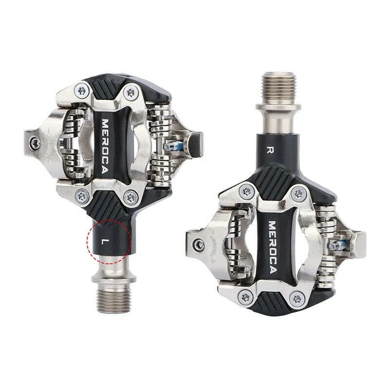 MEROCA Mtb Pedals Mountain Bike Automatic Pedal Clip Aluminum Alloy Bicycle Peddle SPD Cleats Anti-slip Nail Pedal Self-locking