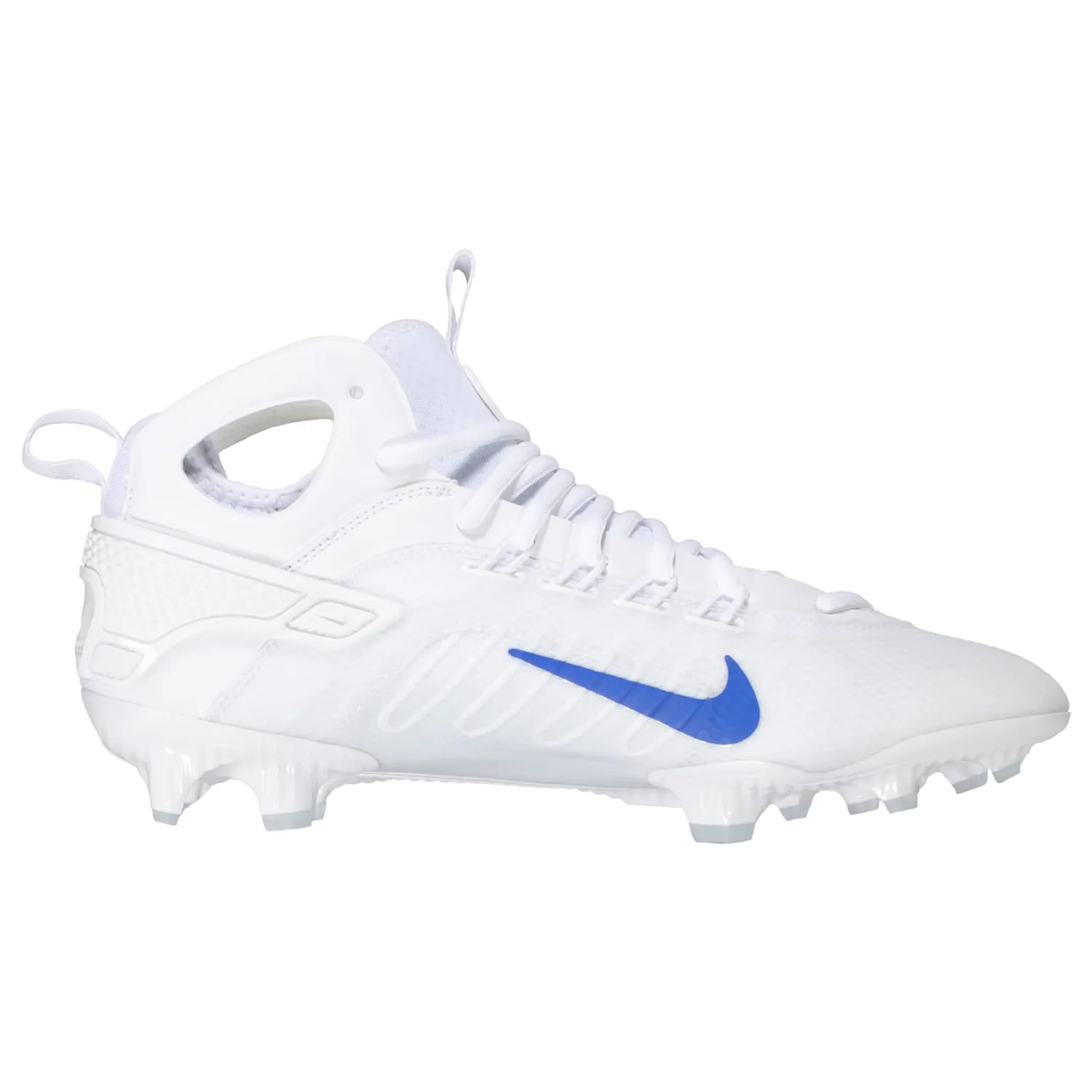 Nike Huarache 9 Elite Mid Lax White/Royal Blue Lacrosse Cleats