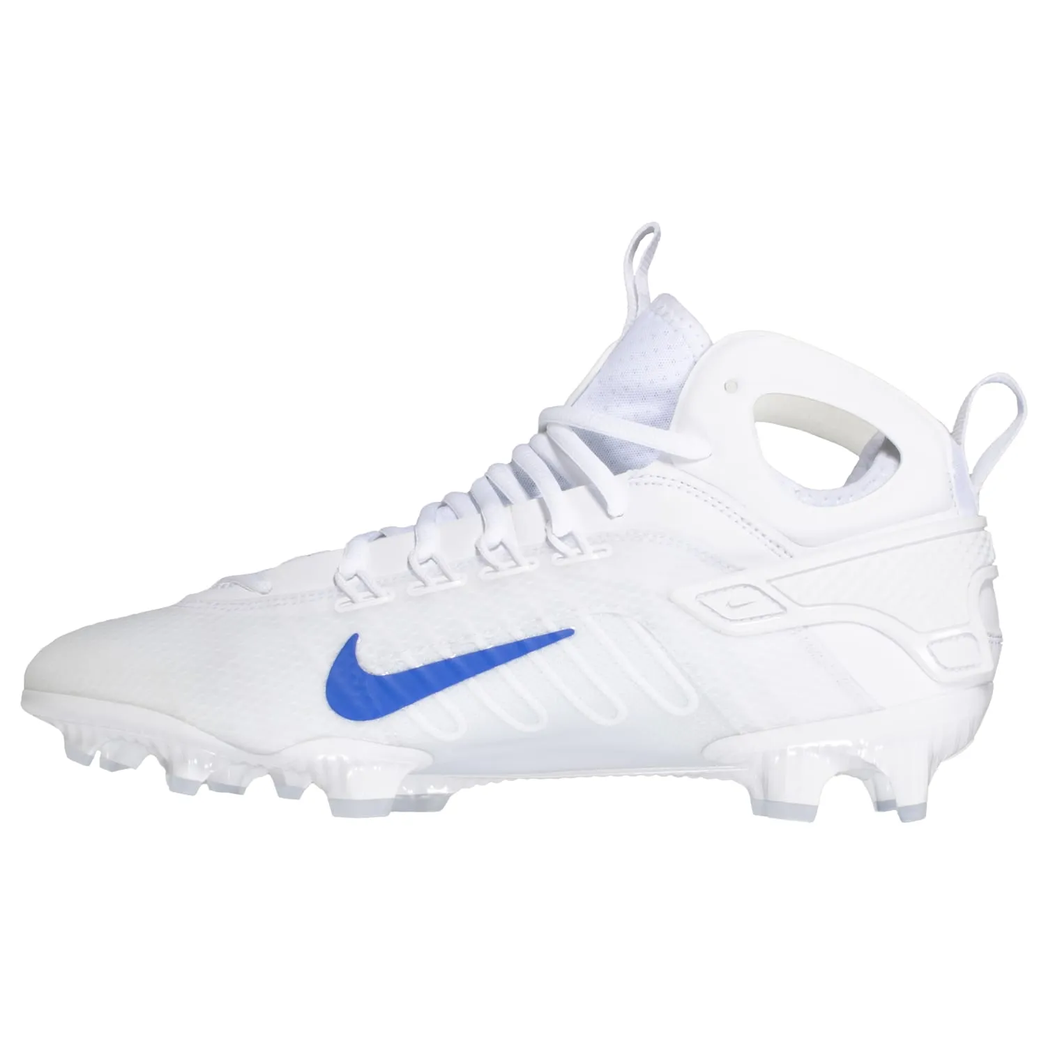Nike Huarache 9 Elite Mid Lax White/Royal Blue Lacrosse Cleats