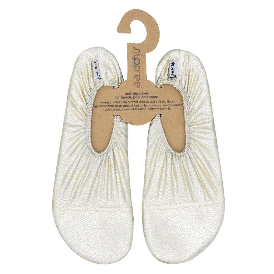 Older Kids Glitter Gold Foil Print Slipfree Shoes