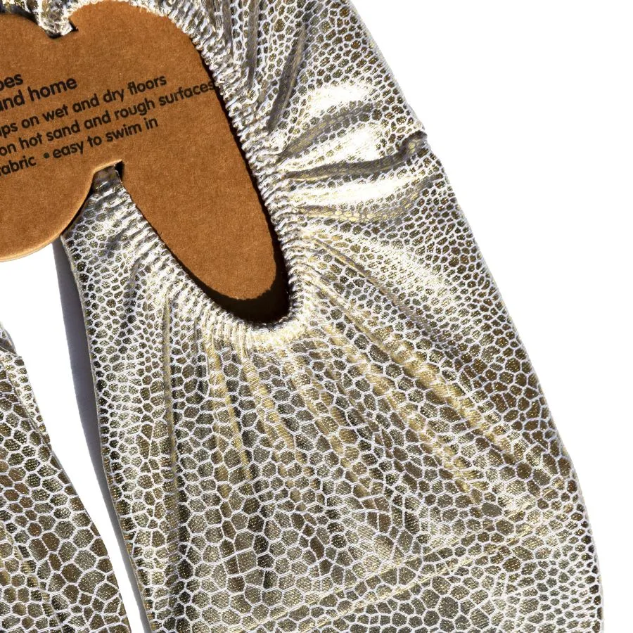 Older Kids Glitter Gold Foil Print Slipfree Shoes