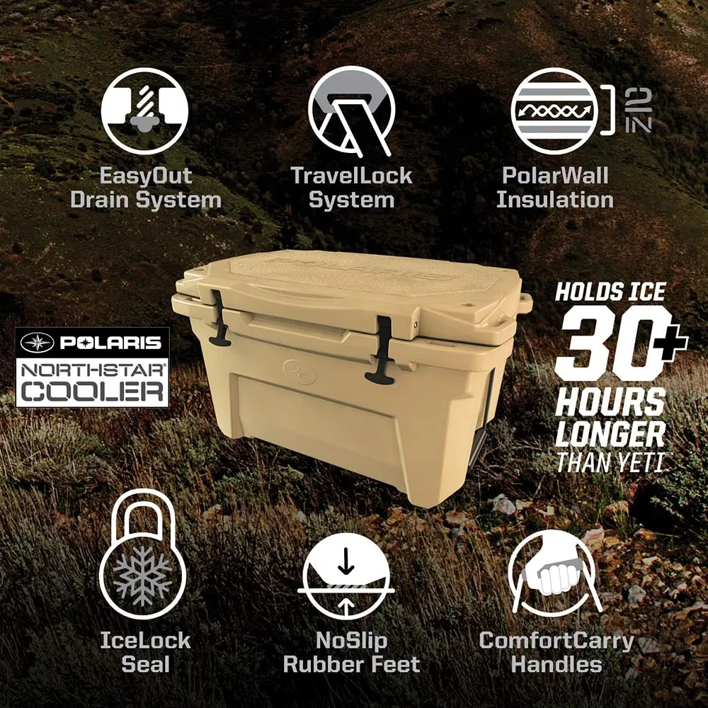 Polaris Northstar 105 Quart Cooler, Portable Ice Chest, Durable, Lockable, Keeps Ice Cold Longer, Easy to Carry, Large Cooler for Off-Road, Camping, Hunting, Fishing, Boats, Groups - 2883426