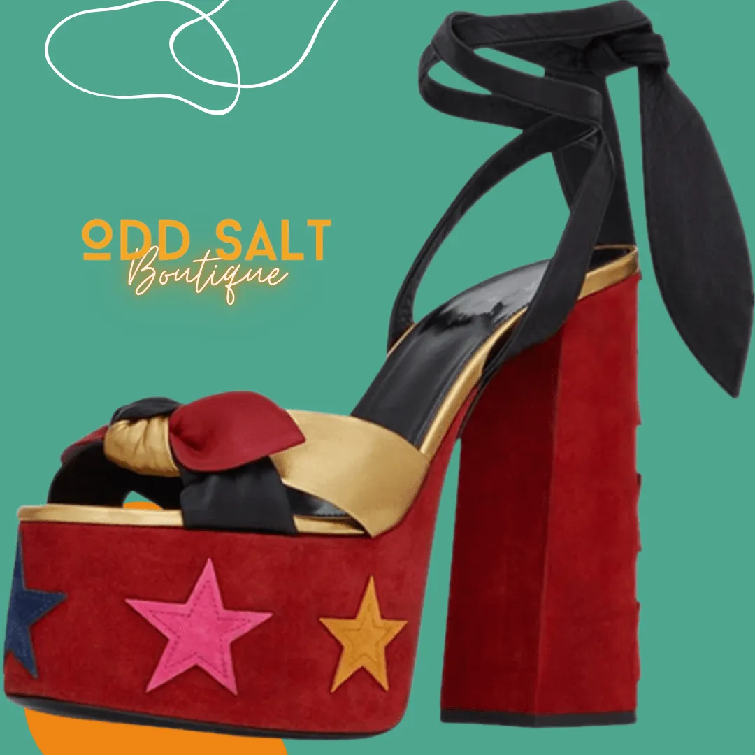 Retro High Chunky Strap Peep Toe Heel