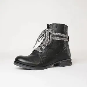 Sanja 18 Black Leather Ankle Boots