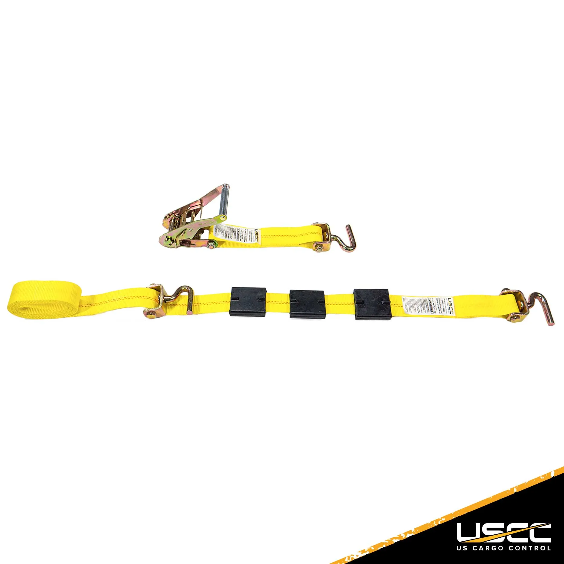 Wheel Strap with 3 Swivel J Hooks w/ 90 degree hook angle, Ratchet, and 3 Adjustable Rubber Cleats