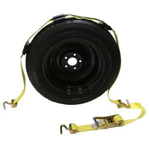 Wheel Strap with 3 Swivel J Hooks with 90 degree hook angle, Ratchet, and 3 Fixed Rubber Cleats