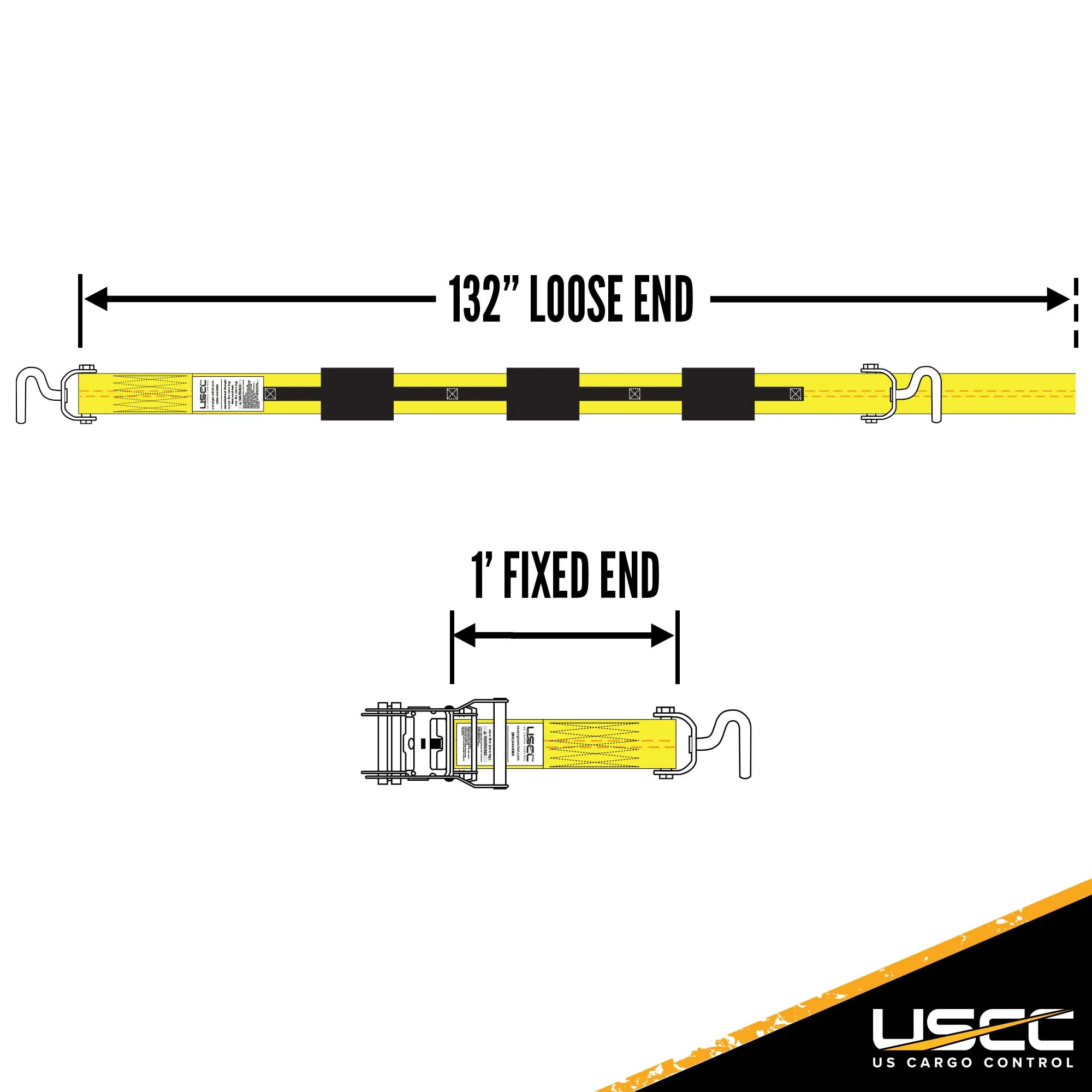 Wheel Strap with 3 Swivel J Hooks with 90 degree hook angle, Ratchet, and 3 Fixed Rubber Cleats