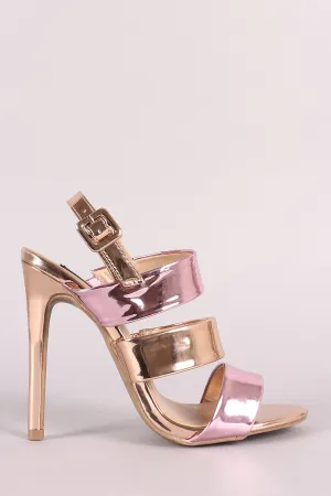Wild Diva Colorblock Mirror Metallic Slingback Stiletto Heel