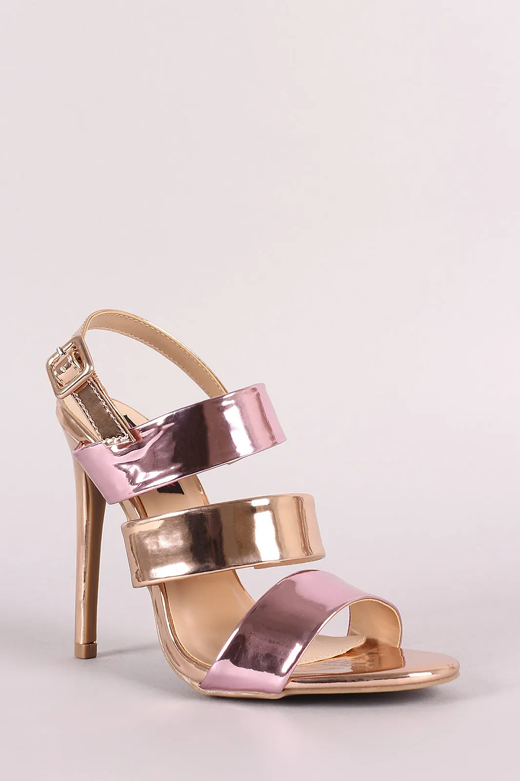 Wild Diva Colorblock Mirror Metallic Slingback Stiletto Heel