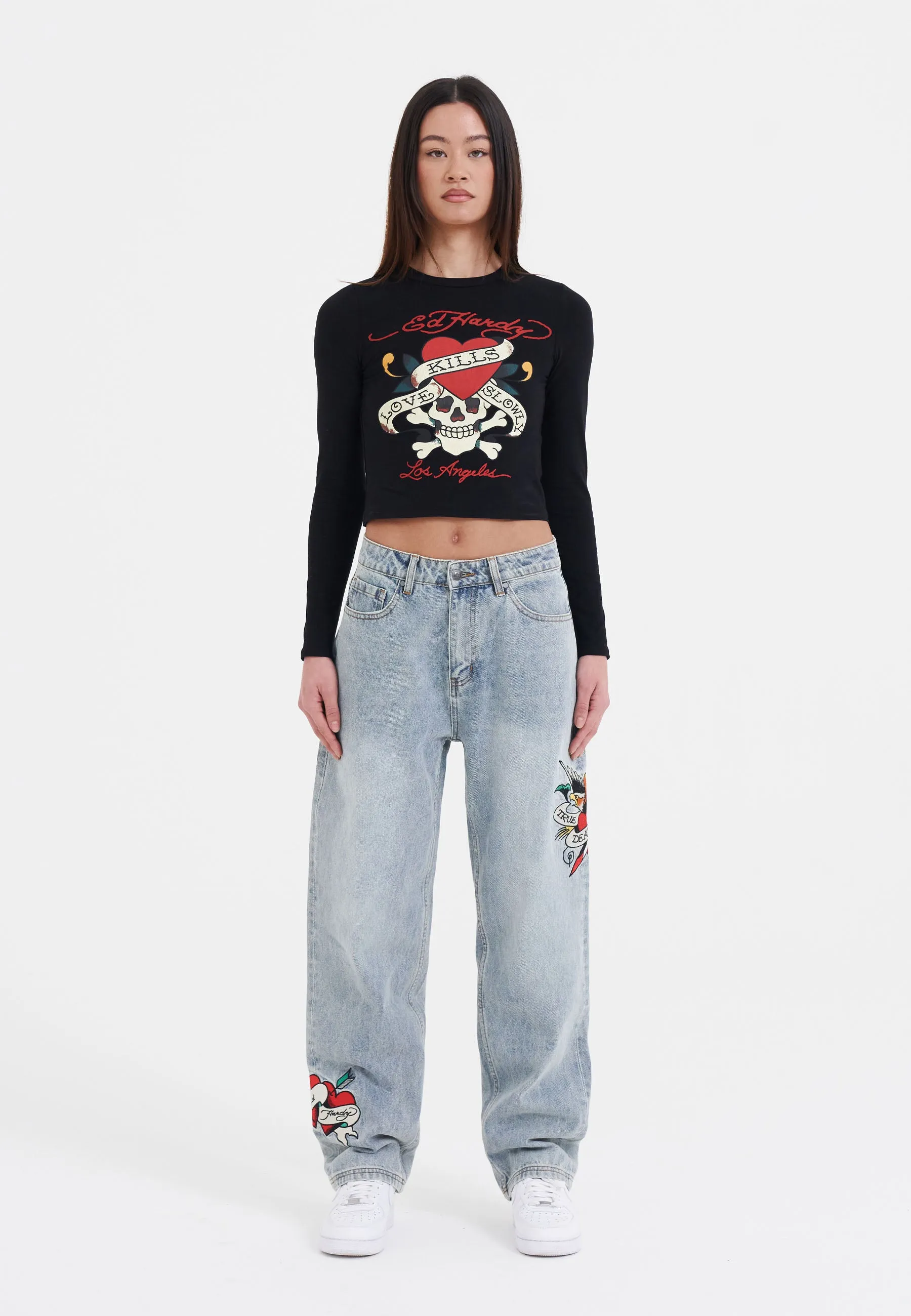 Womens Love Kills Long Sleeve T-Shirt - Black