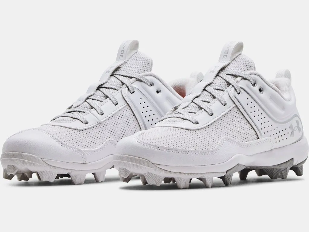 Women's UA Glyde RM Softball Cleat - White/Metallic Silver