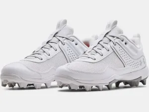 Women's UA Glyde RM Softball Cleat - White/Metallic Silver